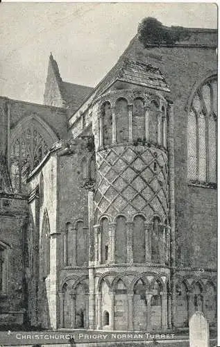 PC01853 Christchurch Priory. Norman Turret. 1906. Photochrom Co