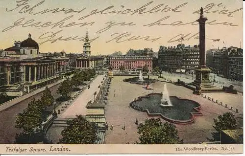 PC01445 Trafalgar Square. London. Die Woodbury-Serie. 1904