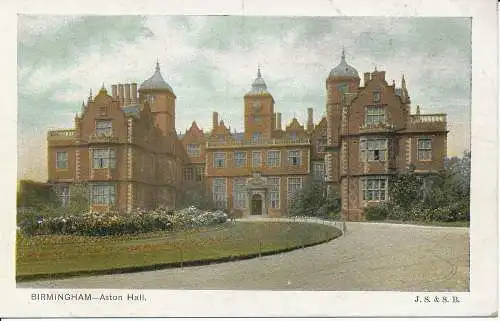 PC02837 Birmingham. Aston Hall. J.S. und S.B. Postkarte