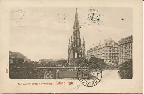 PC02007 Sir Walter Scotts Monument. Edinburgh. 1922