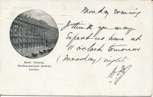 PC02365 Hotel Victoria. Northumberland Avenue. London. 1906