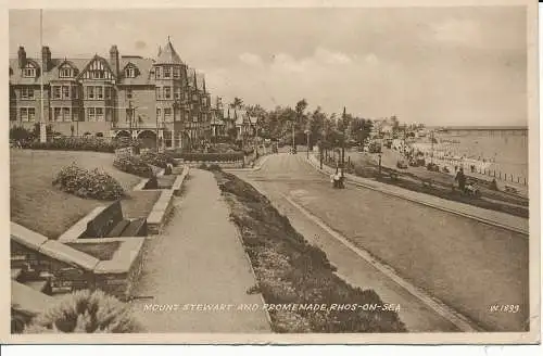 PC02493 Mount Stewart und Promenade. Rhos auf See. 1950. Valentinstag