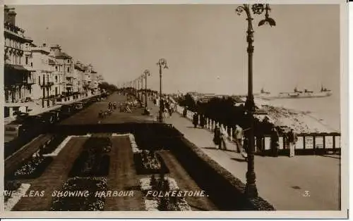 PC03542 The Leas mit Hafen. Folkestone. RP