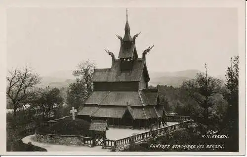 PC02933 Norwegen. Fantoft Stavkirke Ved Bergen. K. Knudsen