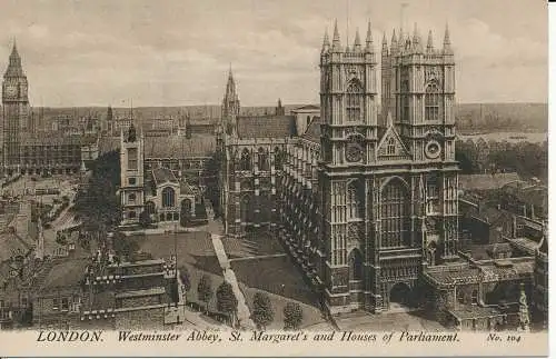 PC02779 London. Westminster Abbey. St. Margareten und Houses of Parliament