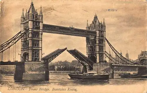 PC02475 London. Turmbrücke. Waagen steigen. Beagles. 1919