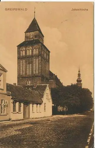 PC03344 Greifswald. Jakobikirche. 1914. Brunnen und Co