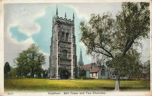 PC03524 Evesham. Glockenturm und zwei Kirchen. 1910