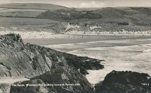 PC03579 The Sands. Woolacombe mit Blick auf Potters Hill. Lilywhite. RP. 1960