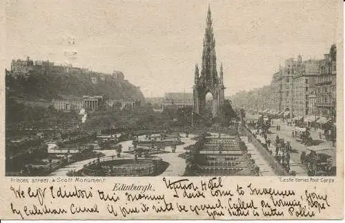 PC01870 Princes Street. Scott Monument. Edinburgh. 1903. Inverness Stempel