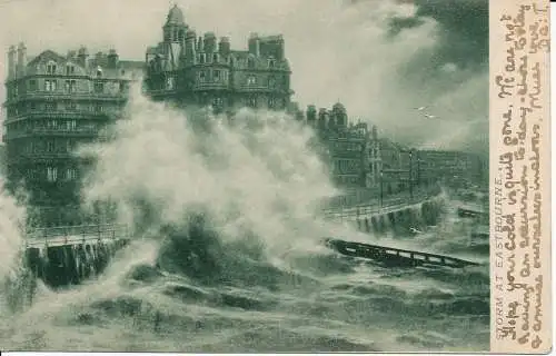 PC02780 Sturm in Eastbourne. Tuck. Rough Sea Serie 1111. 1904