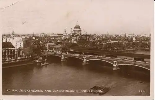 PC01598 St. Pauls Kathedrale und Blackfriars Brücke. London. 1934. Excel-Serie.