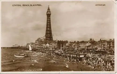 PC00969 Central Beach. Blackpool. Valentinstag. 1936. RP