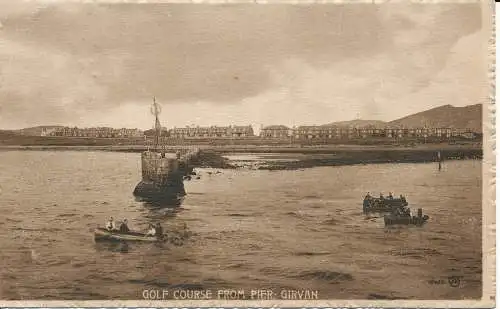 PC02090 Golfplatz vom Pier. Girvan. 1914. Deckle Serie