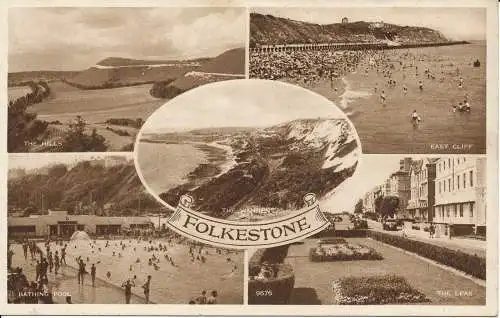 PC02304 Folkestone. Multi View. 1955. Normannische Postkarte