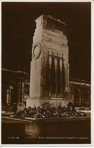 PC04073 Cenotaph bei Nacht. London. Valentine 91791. RP