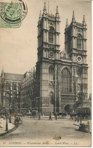 PC04122 London. Westminster Abbey. Nordwesten. LL 41. 1909