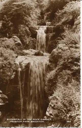 PC05377 Wasserfall im Felsengarten. Preston Park. Brighton. 1960. RP