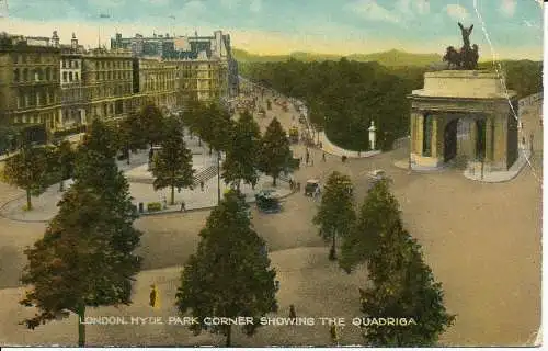 PC04233 London. Hyde Park Corner. Quadriga. 1921