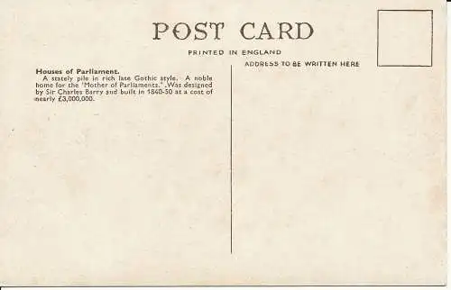 PC04204 Häuser des Parlaments. London. Postkarte