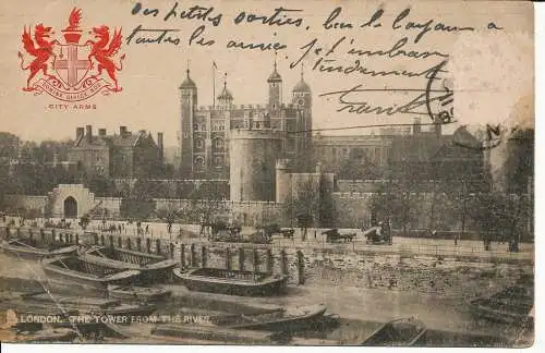 PC04270 London. Turm vom Fluss. Tuck. Heraldische Ansicht 2174