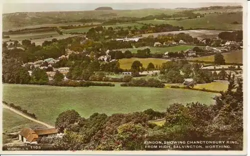 PC05165 Findon. Mit Chanctonbury-Ring. Von High. Salvington. Worthing. RP