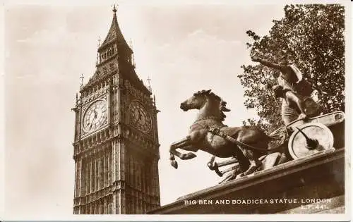 PC05090 Big Ben und Boadicea Statue. London. LP-Serie. RP