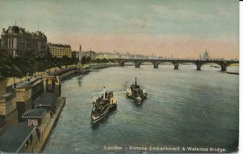 PC05672 London. Victoria Embankment. Waterloo Brücke. 1907