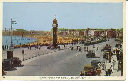 PC08371 Uhrturm und Esplanade. Weymouth. Nr. 180. 1958