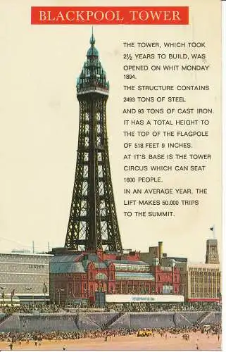 PC07272 Blackpool Tower. Bamforth. Farbglanz. 1983