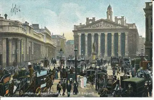 PC05525 London. Royal Exchange. Bank of England. 1906