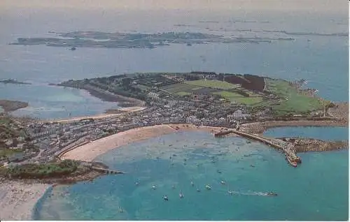 PC07352 Hugh Town und der Hafen. St. Maria. Scilly. F. E. Gibson. Natürliche Farbe