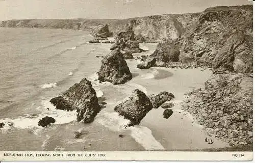 PC08366 Bedruthan Schritte. Blick nach Norden vom Cliffs Edge. Jarrold. 1958