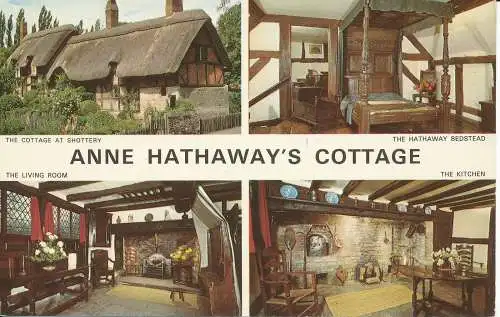 PC07003 Anne Hathaways Cottage. Multi-View. Jarrold. Cotman Farbe