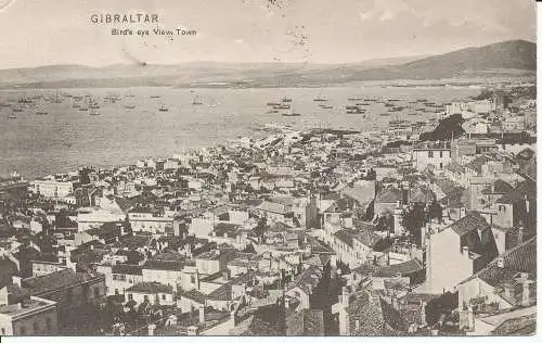 PC09226 Gibraltar. Vogelperspektive Stadt. A. Benzaquen. Nr. 15. 1910