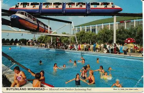 PC06098 Butlinland Minehead. Einschienenbahn über Außenpool