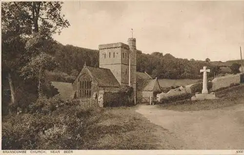 PC08806 Branscombe Kirche. In der Nähe von Bier. Photochrom. 1933