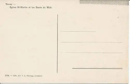 PC09271 Vevey. Kirche St. Martin und die Dents du Midi. S. A. Schnegg. Nr. 1034