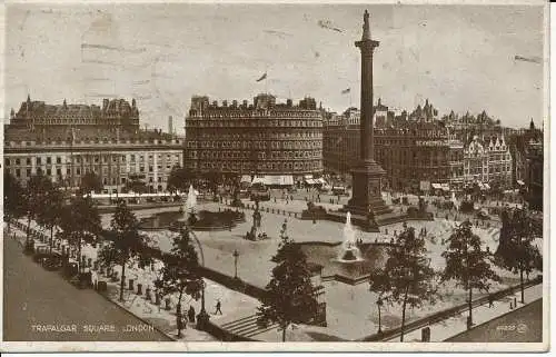 PC05808 Trafalgar Square. London. Valentine 64229. 1931