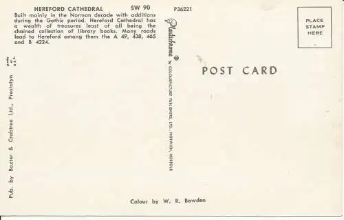 PC07140 Hereford Cathedral. Baxter und Crabtree. Plastichrom. Nr. P36221