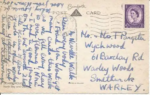 PC07359 Scarborough. North Bay und Castle. Bamforth. Farbglanz. 1967