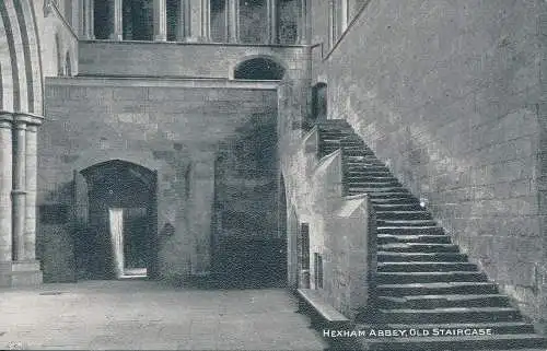 PC08848 Hexham Abbey. Alte Treppe. Photochrom. Exklusiv