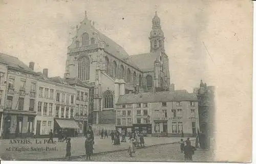 PC09198 Antwerpen. Der Strand und die Paulskirche. 1902