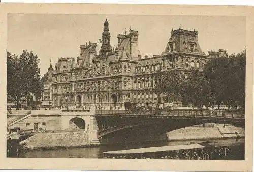 PC11029 Paris. Das Rathaus und die Arcole-Brücke. E. Papeghin. Nr. 15