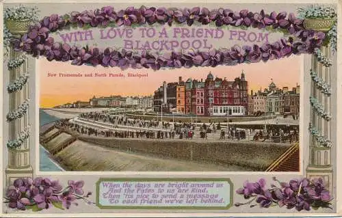 PC08790 Neue Promenade und Nordparade. Blackpool. Bogen. 1916