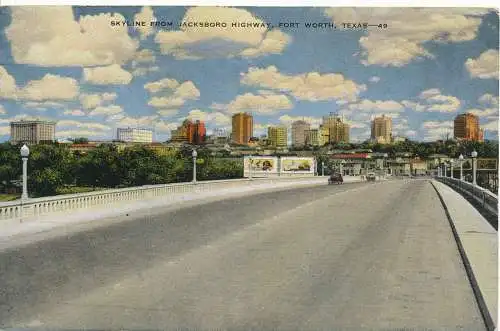 PC11214 Skyline vom Jacksboro Highway. Fort Worth. Texas. E. C. Kropp. Nr. 6666