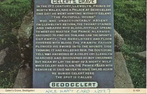 PC06821 Gelerts Grave. Beddgelert. Dennis. Fotofarbe. Nr. B. 1024. 1981