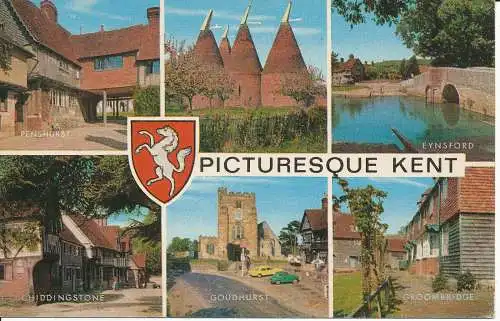 PC06931 malerisches Kent. Multi-View-Postkarte. Lachs. 1990