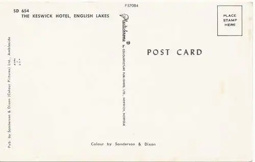 PC11808 Das Keswick Hotel. Englische Seen. Sanderson und Dixon. Nr. P57084. RP