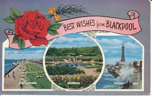 PC06902 Beste Wünsche von Blackpool. Multi-View. Valentinstag. Valesque. Nr. 1240V. 1